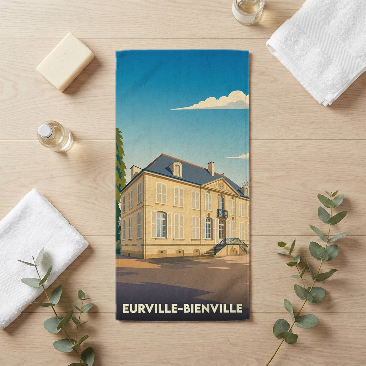 Serviette de bain 30 cm x 60 cm souvenir de Eurville-Bienville