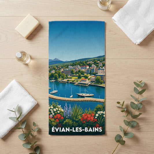 Serviette de bain 30 cm x 60 cm souvenir de Évian-les-Bains