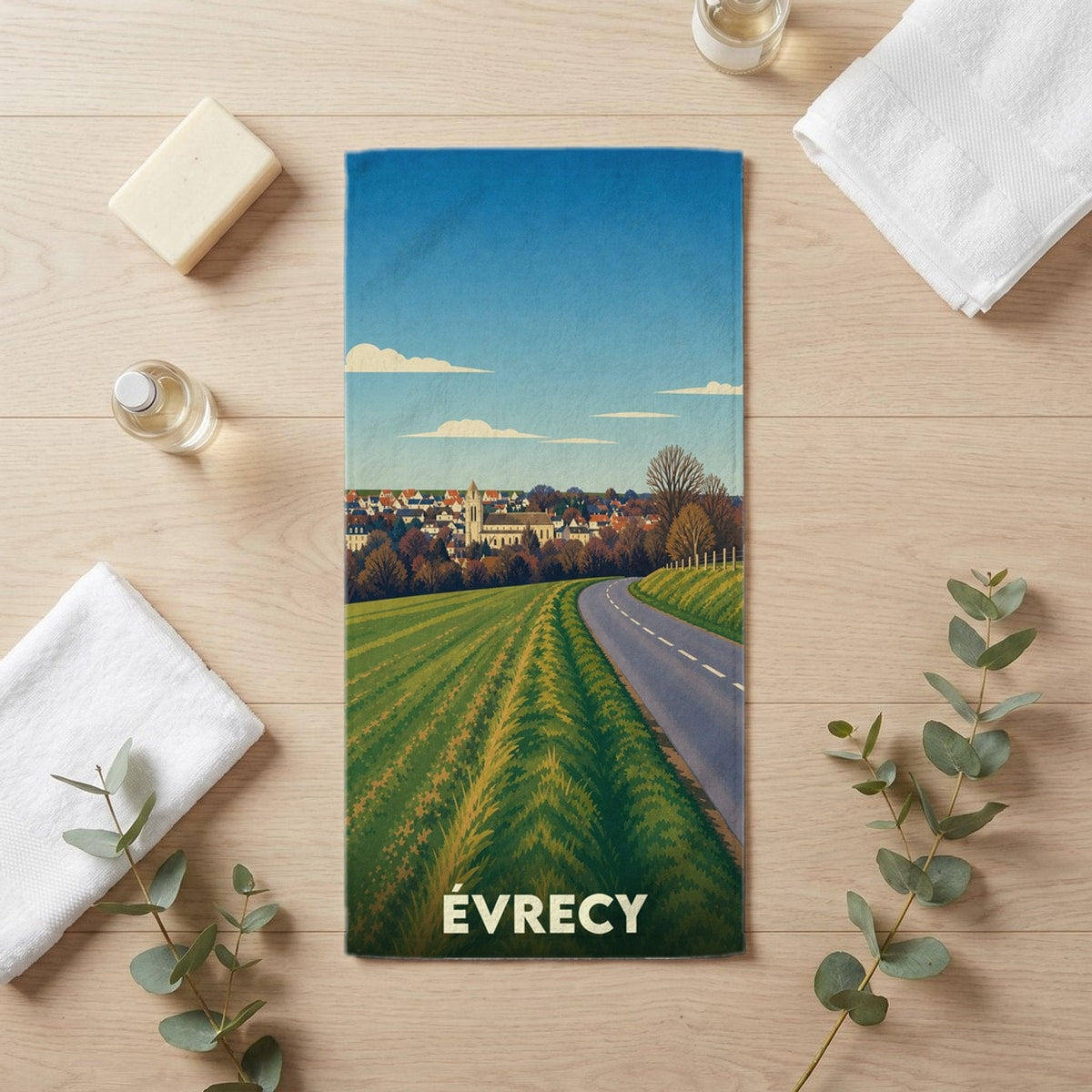 Serviette de bain 30 cm x 60 cm souvenir de Évrecy