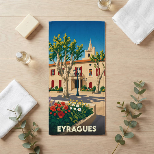 Serviette de bain 30 cm x 60 cm souvenir de Eyragues