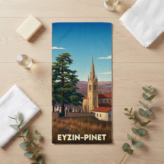 Serviette de bain 30 cm x 60 cm souvenir de Eyzin-Pinet