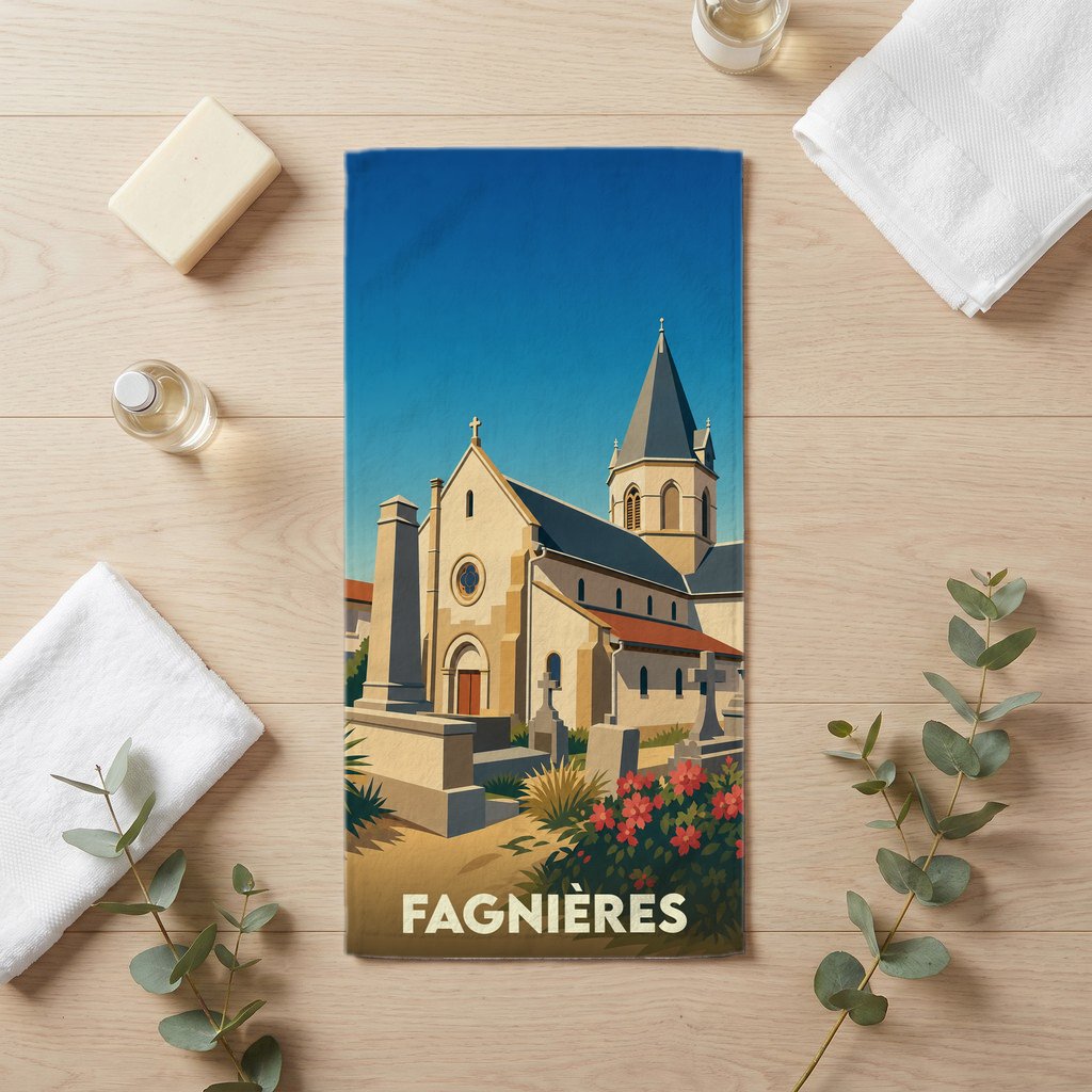 Serviette de bain 30 cm x 60 cm souvenir de Fagnières