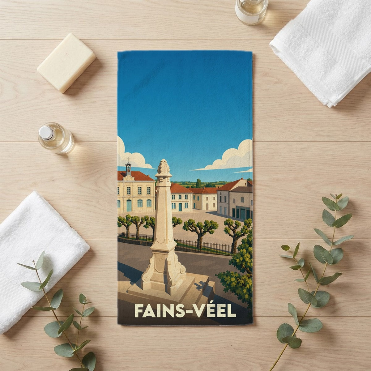 Serviette de bain 30 cm x 60 cm souvenir de Fains-Véel