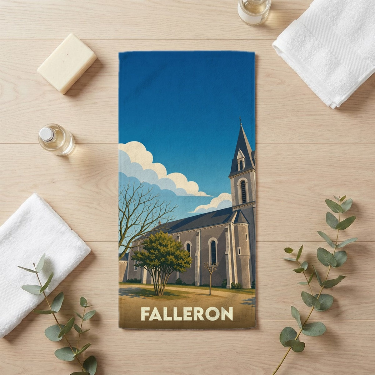 Serviette de bain 30 cm x 60 cm souvenir de Falleron