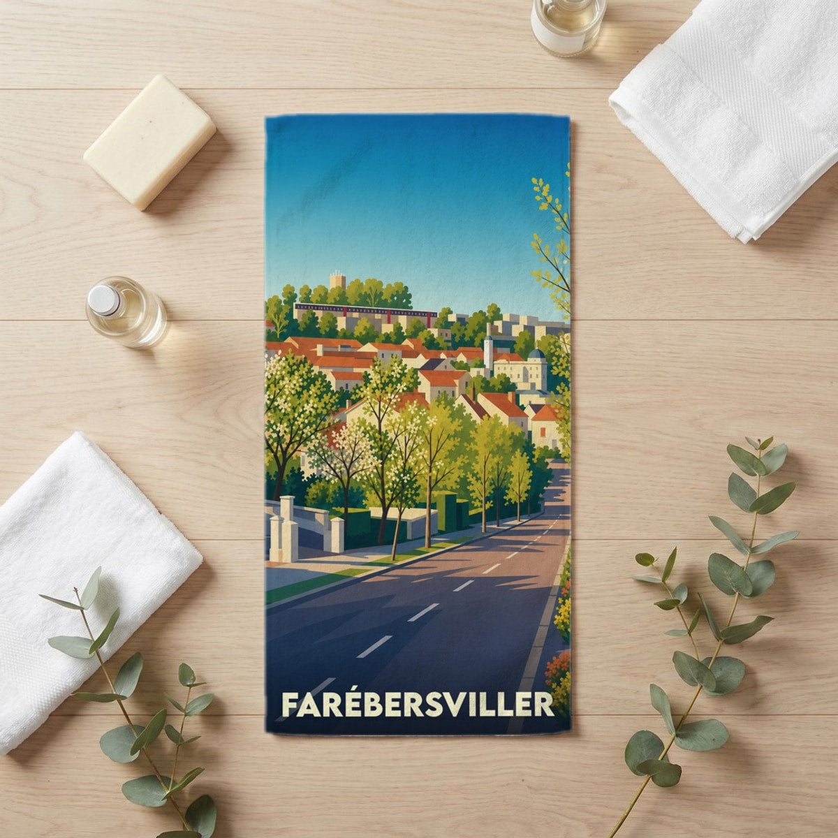 Serviette de bain 30 cm x 60 cm souvenir de Farébersviller