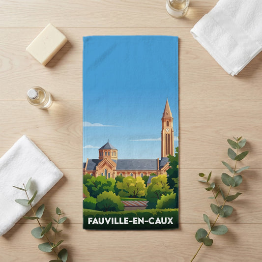 Serviette de bain 30 cm x 60 cm souvenir de Fauville-en-Caux