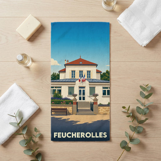 Serviette de bain 30 cm x 60 cm souvenir de Feucherolles