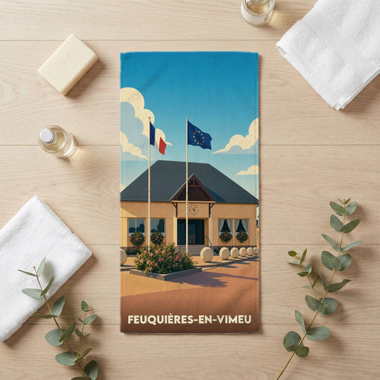 Serviette de bain 30 cm x 60 cm souvenir de Feuquières-en-Vimeu