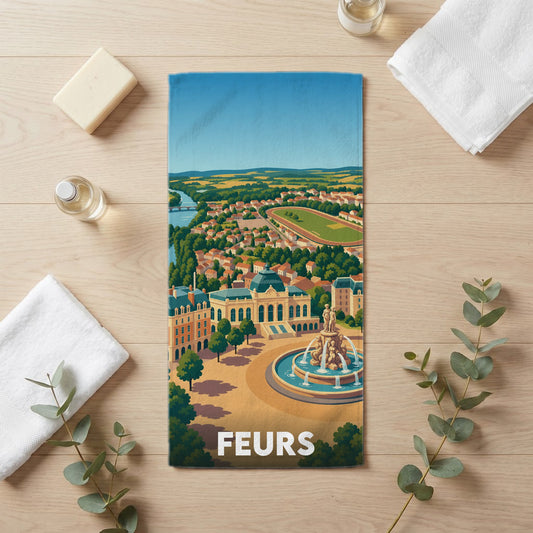 Serviette de bain 30 cm x 60 cm souvenir de Feurs
