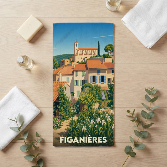 Serviette de bain 30 cm x 60 cm souvenir de Figanières