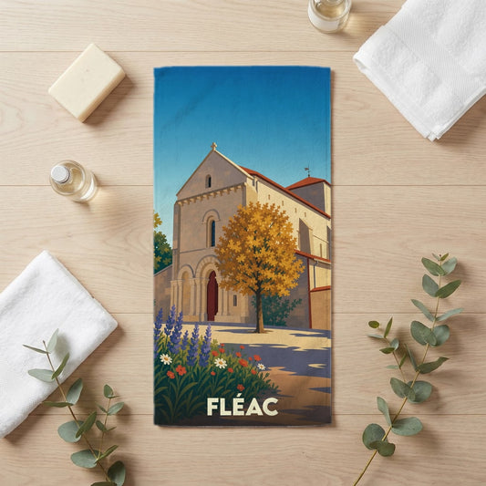 Serviette de bain 30 cm x 60 cm souvenir de Fléac