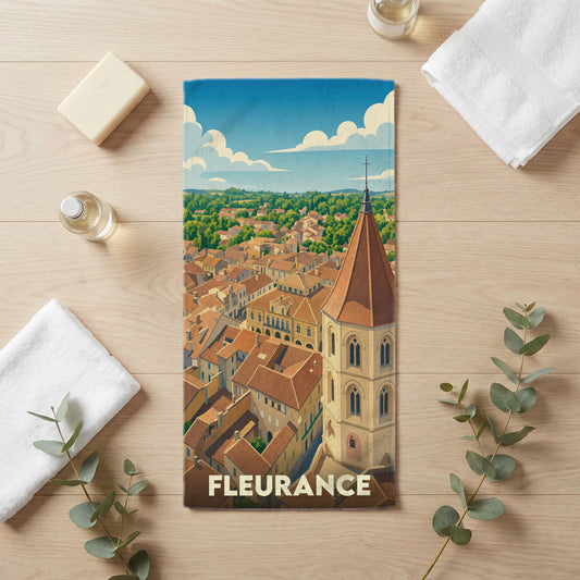 Serviette de bain 30 cm x 60 cm souvenir de Fleurance