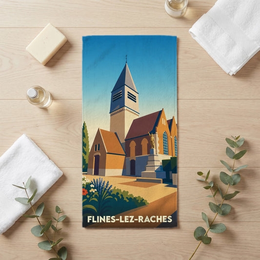 Serviette de bain 30 cm x 60 cm souvenir de Flines-lez-Raches