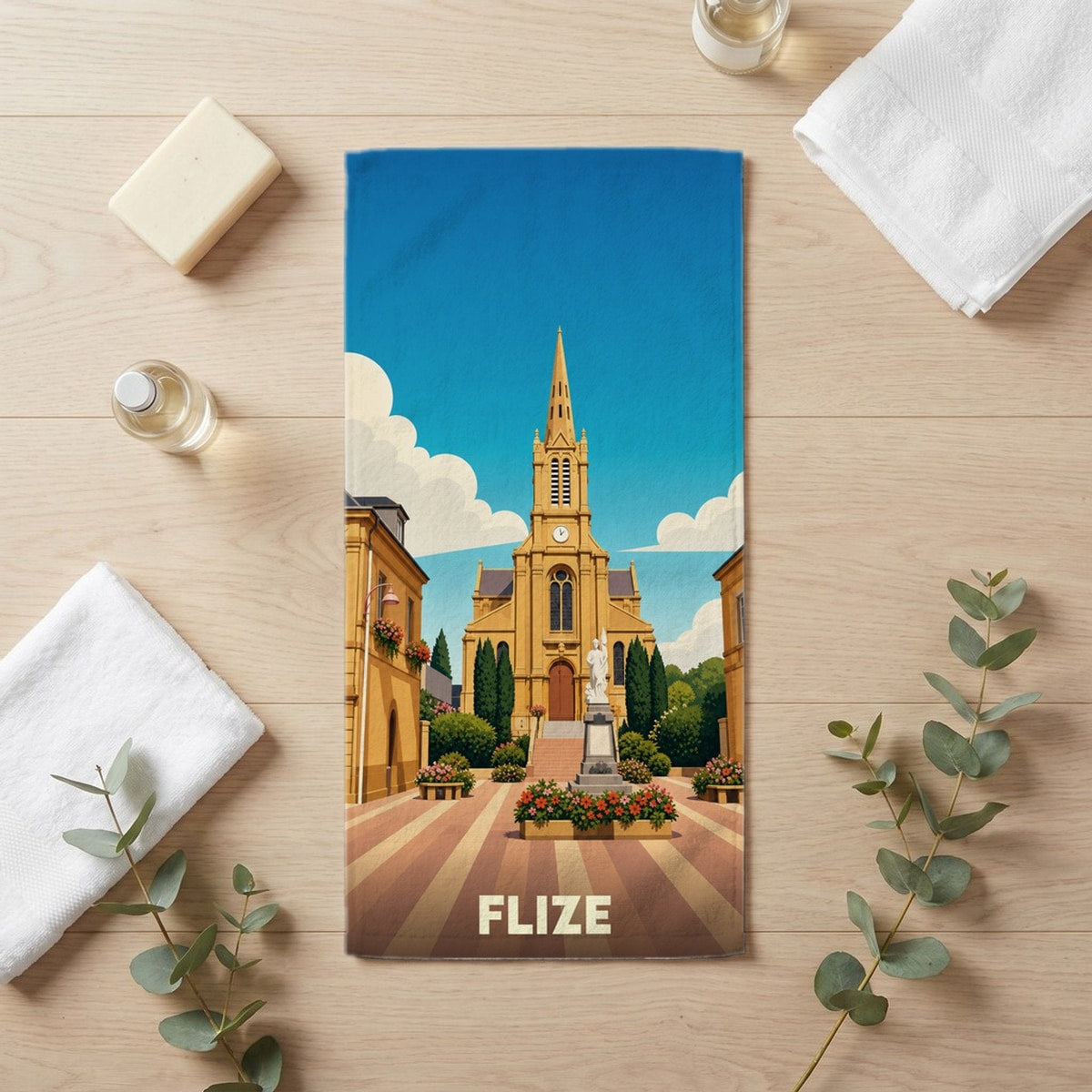 Serviette de bain 30 cm x 60 cm souvenir de Flize