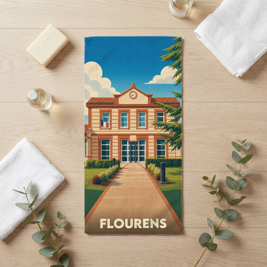 Serviette de bain 30 cm x 60 cm souvenir de Flourens