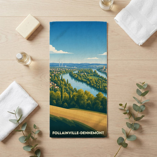 Serviette de bain 30 cm x 60 cm souvenir de Follainville-Dennemont