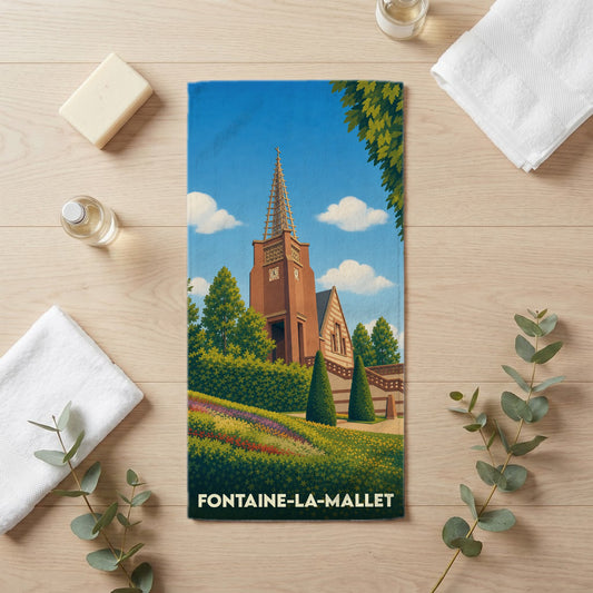 Serviette de bain 30 cm x 60 cm souvenir de Fontaine-la-Mallet