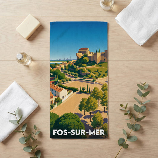 Serviette de bain 30 cm x 60 cm souvenir de Fos-sur-Mer