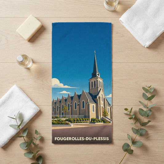 Serviette de bain 30 cm x 60 cm souvenir de Fougerolles-du-Plessis