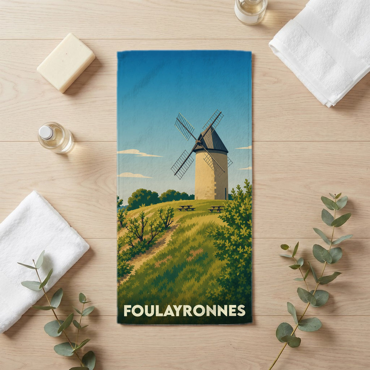 Serviette de bain 30 cm x 60 cm souvenir de Foulayronnes