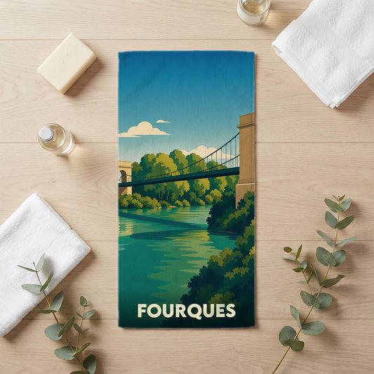 Serviette de bain 30 cm x 60 cm souvenir de Fourques