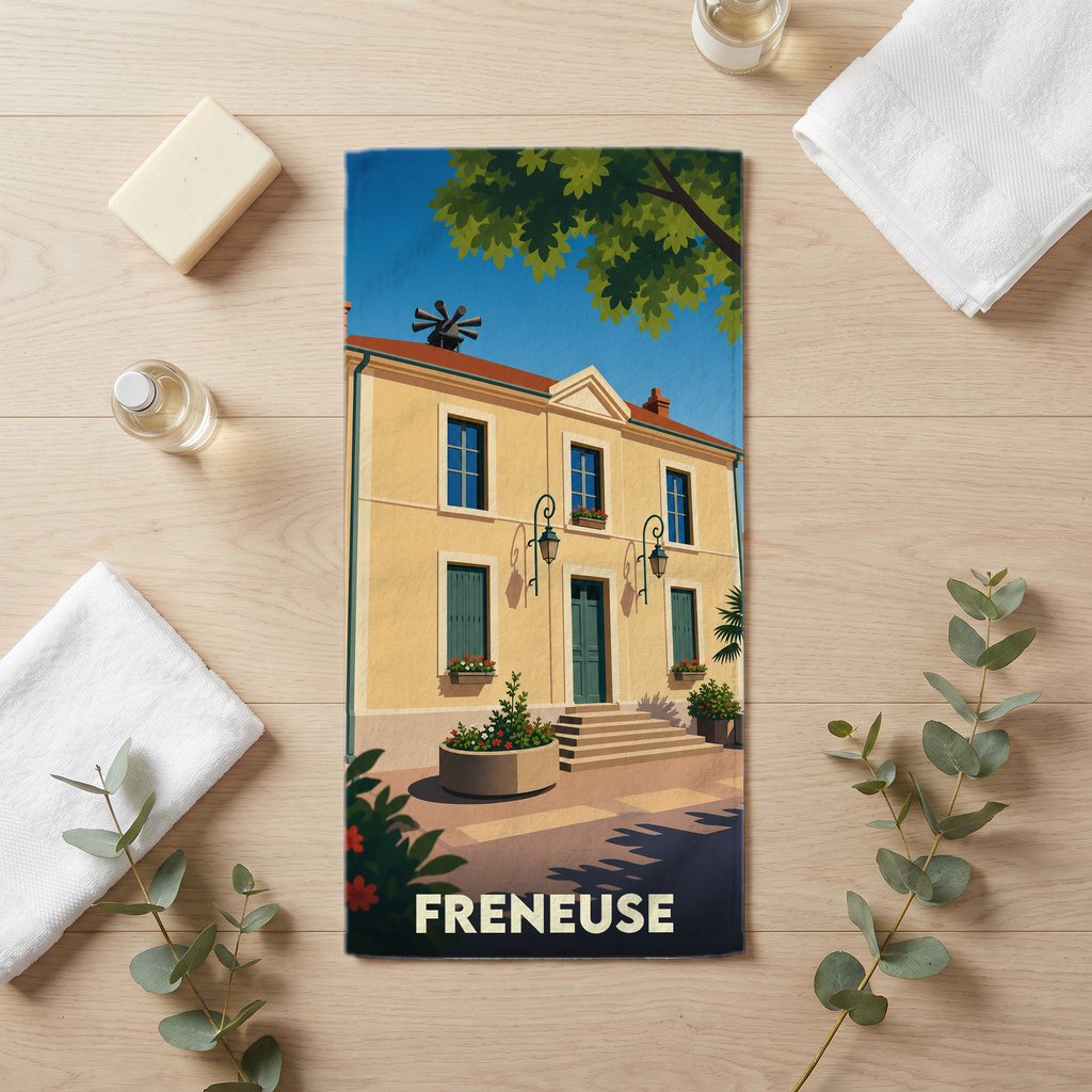 Serviette de bain 30 cm x 60 cm souvenir de Freneuse