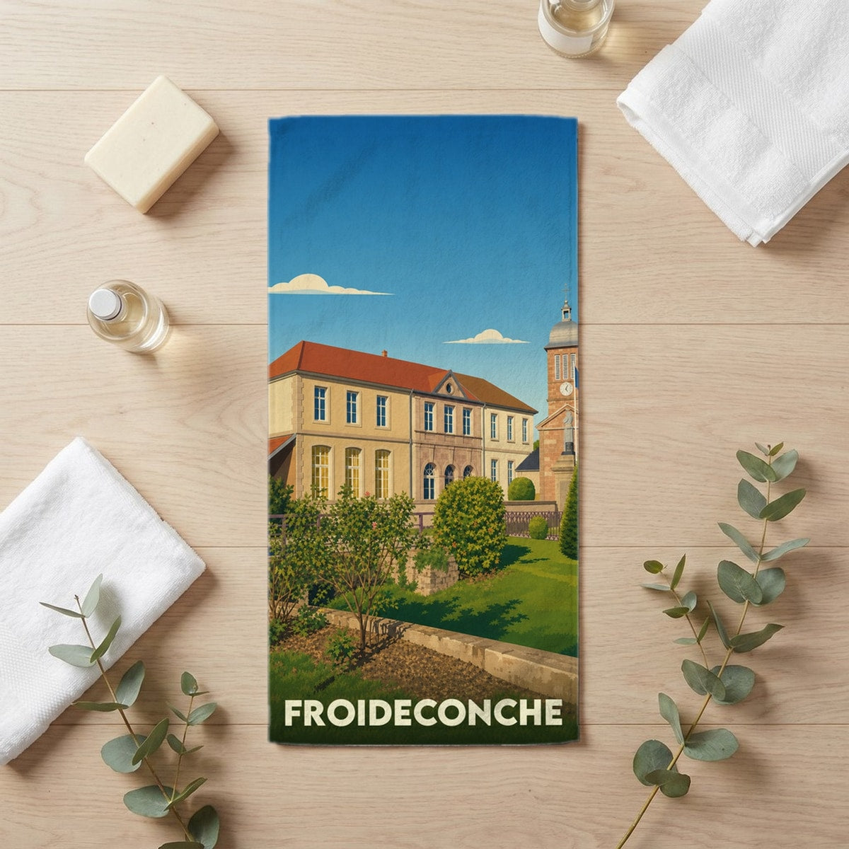 Serviette de bain 30 cm x 60 cm souvenir de Froideconche