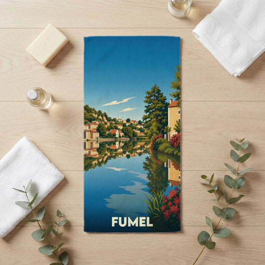 Serviette de bain 30 cm x 60 cm souvenir de Fumel