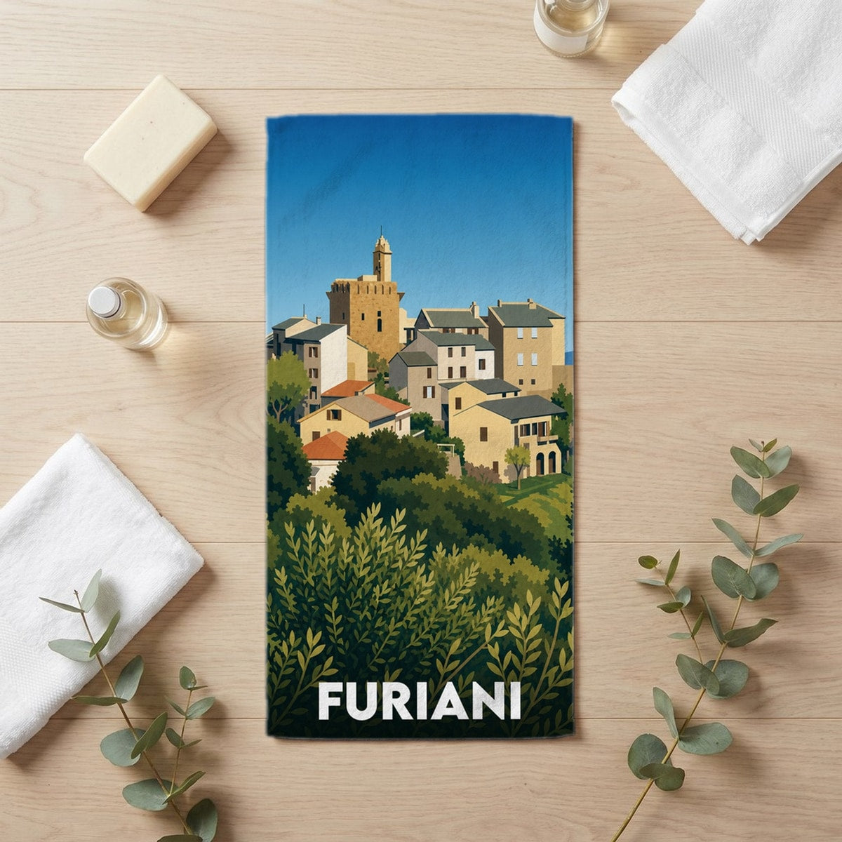 Serviette de bain 30 cm x 60 cm souvenir de Furiani