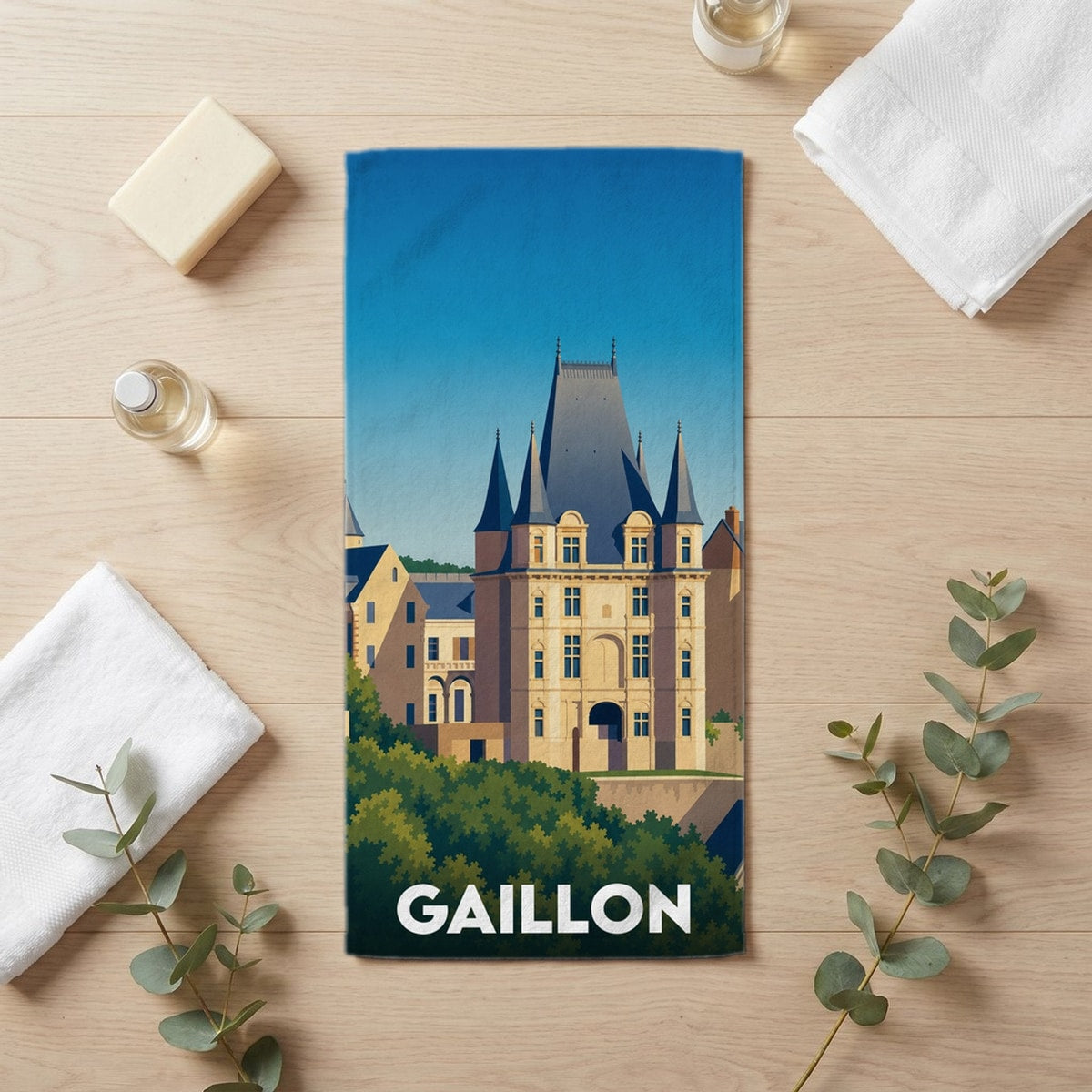 Serviette de bain 30 cm x 60 cm souvenir de Gaillon