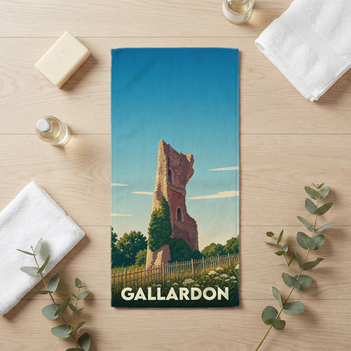 Serviette de bain 30 cm x 60 cm souvenir de Gallardon