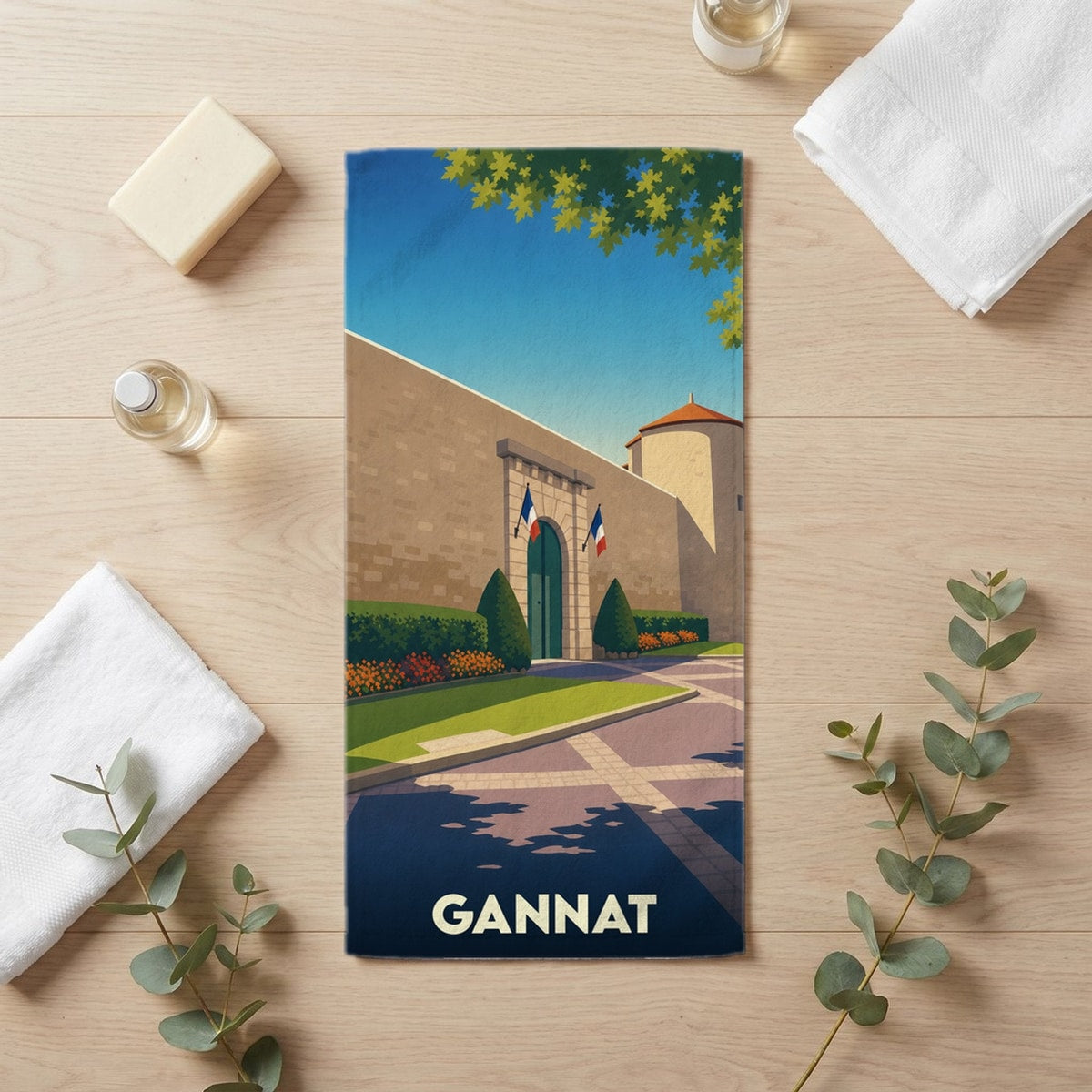 Serviette de bain 30 cm x 60 cm souvenir de Gannat