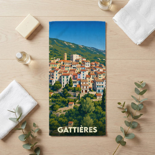 Serviette de bain 30 cm x 60 cm souvenir de Gattières