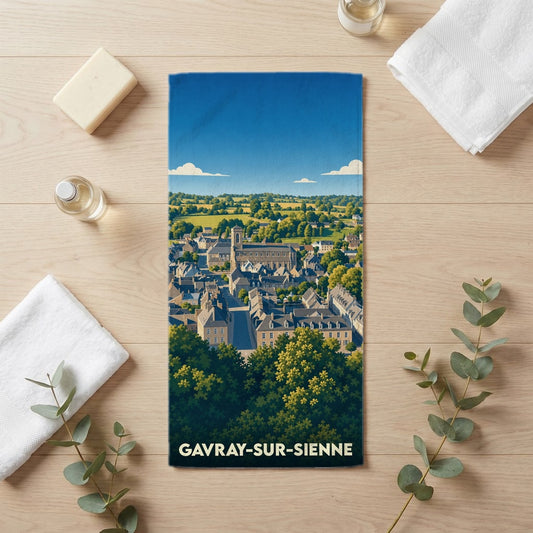 Serviette de bain 30 cm x 60 cm souvenir de Gavray-sur-Sienne