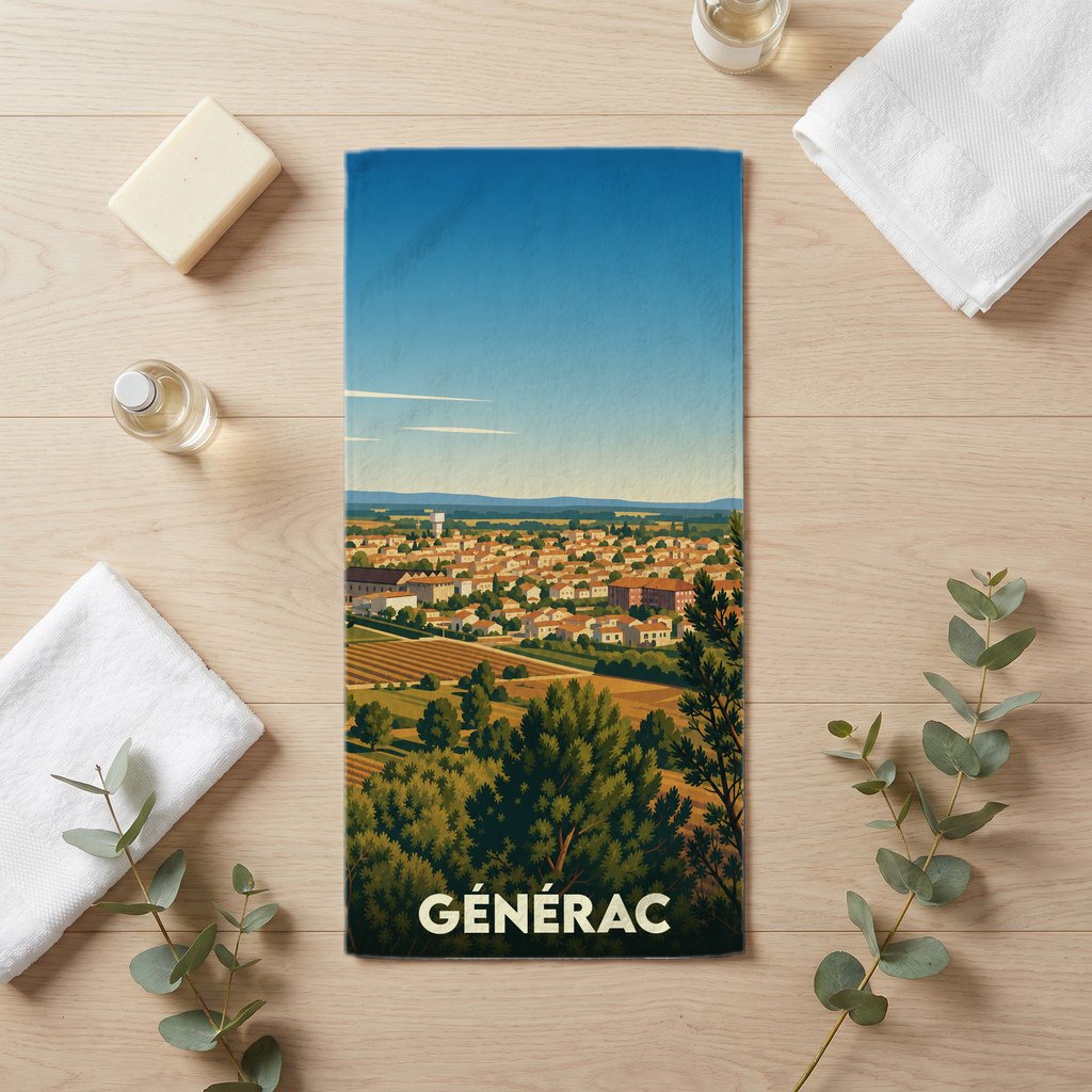 Serviette de bain 30 cm x 60 cm souvenir de Générac