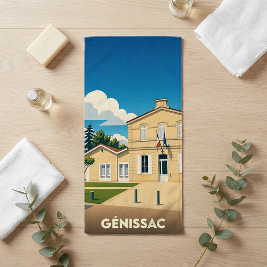 Serviette de bain 30 cm x 60 cm souvenir de Génissac
