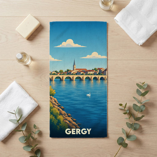 Serviette de bain 30 cm x 60 cm souvenir de Gergy