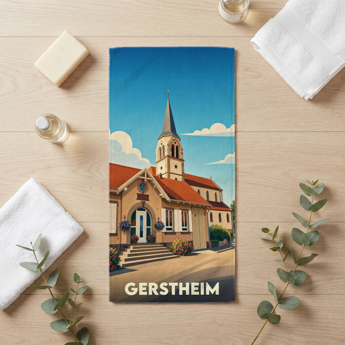 Serviette de bain 30 cm x 60 cm souvenir de Gerstheim
