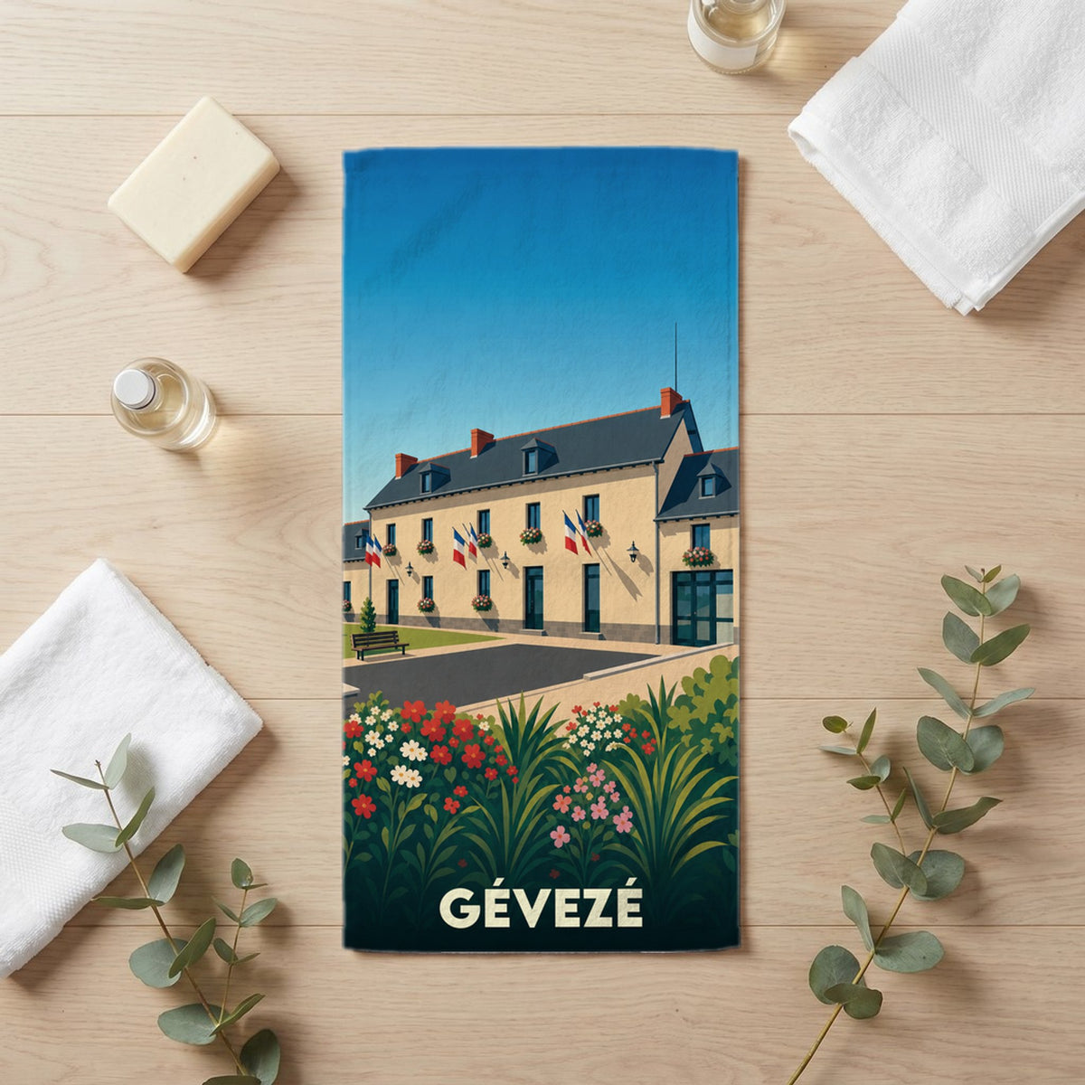 Serviette de bain 30 cm x 60 cm souvenir de Gévezé