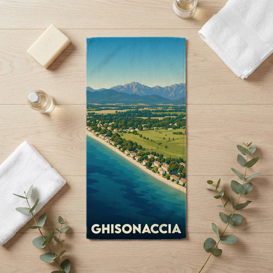 Serviette de bain 30 cm x 60 cm souvenir de Ghisonaccia