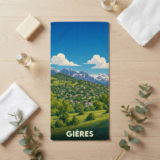 Serviette de bain 30 cm x 60 cm souvenir de Gières