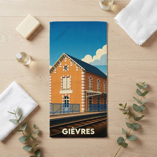 Serviette de bain 30 cm x 60 cm souvenir de Gièvres
