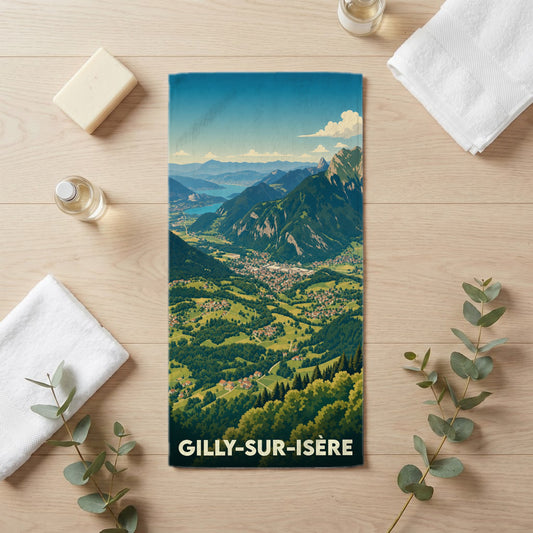 Serviette de bain 30 cm x 60 cm souvenir de Gilly-sur-Isère
