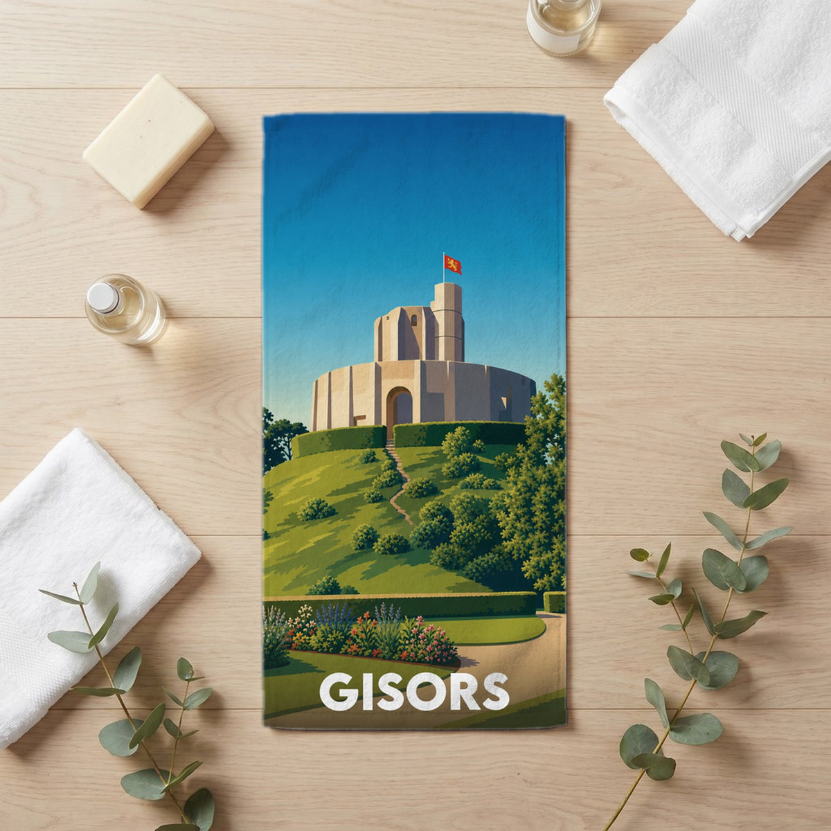 Serviette de bain 30 cm x 60 cm souvenir de Gisors