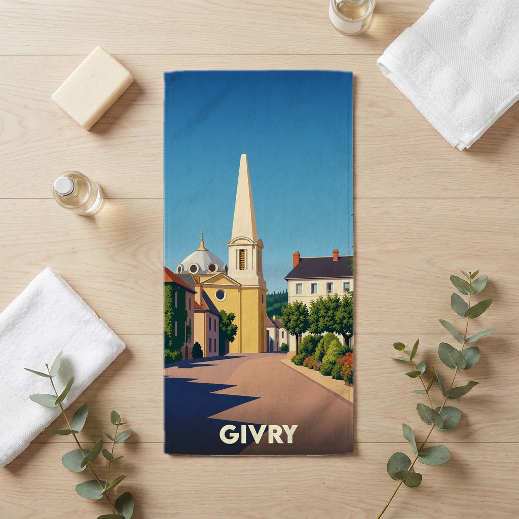 Serviette de bain 30 cm x 60 cm souvenir de Givry