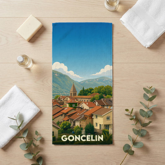 Serviette de bain 30 cm x 60 cm souvenir de Goncelin