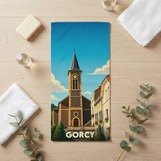 Serviette de bain 30 cm x 60 cm souvenir de Gorcy