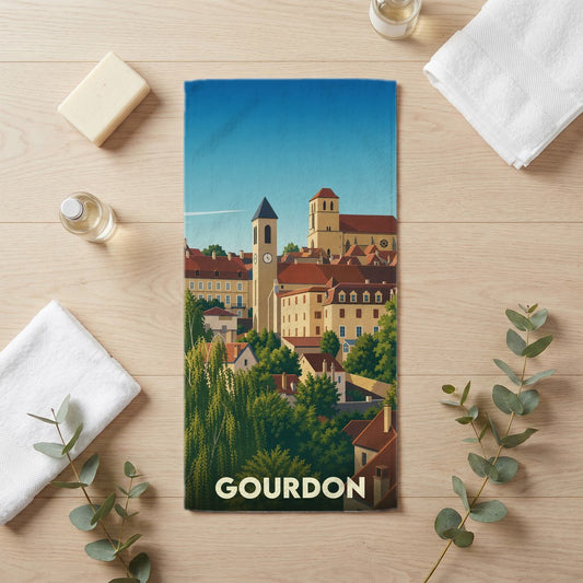 Serviette de bain 30 cm x 60 cm souvenir de Gourdon