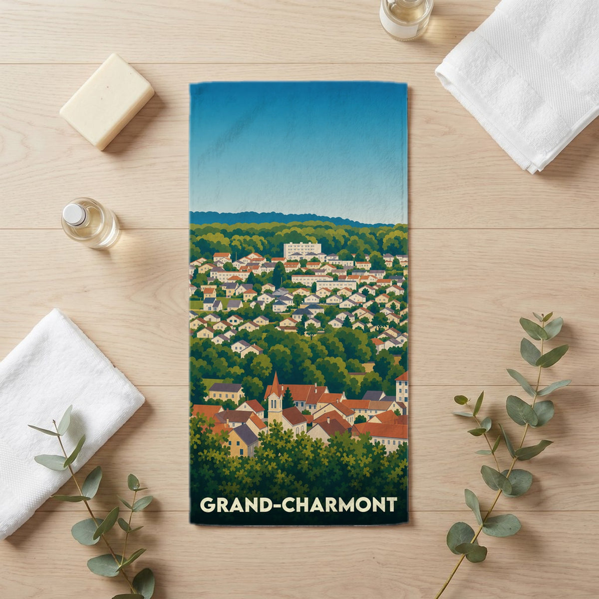 Serviette de bain 30 cm x 60 cm souvenir de Grand-Charmont