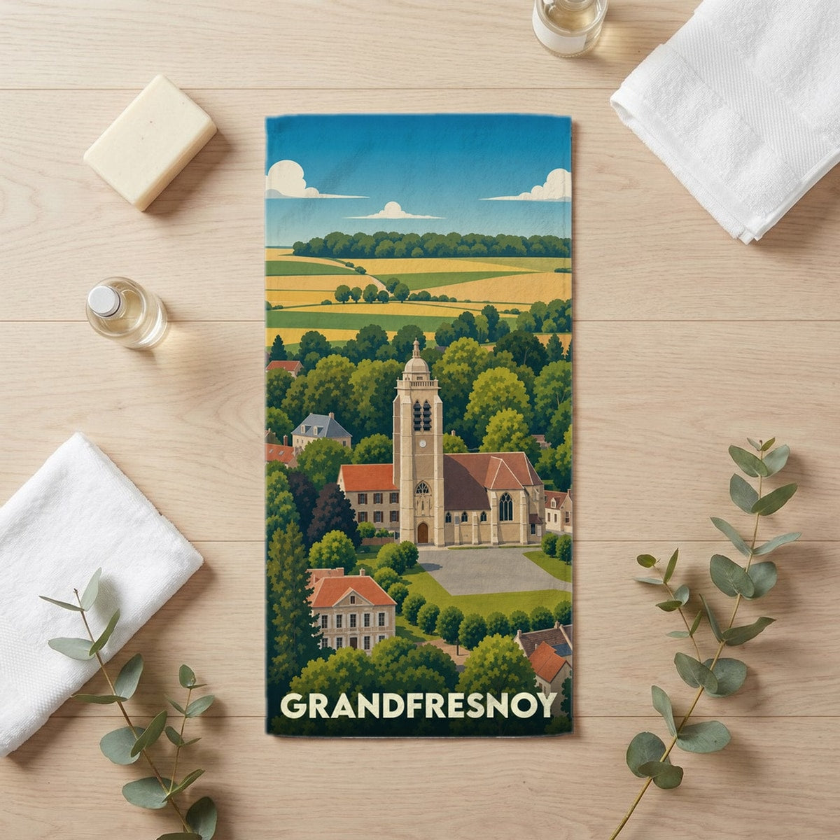 Serviette de bain 30 cm x 60 cm souvenir de Grandfresnoy